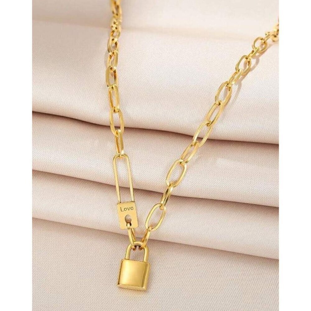 18k Gold Plated Stainless Steel Pendant Necklace - Picture 2 of 3